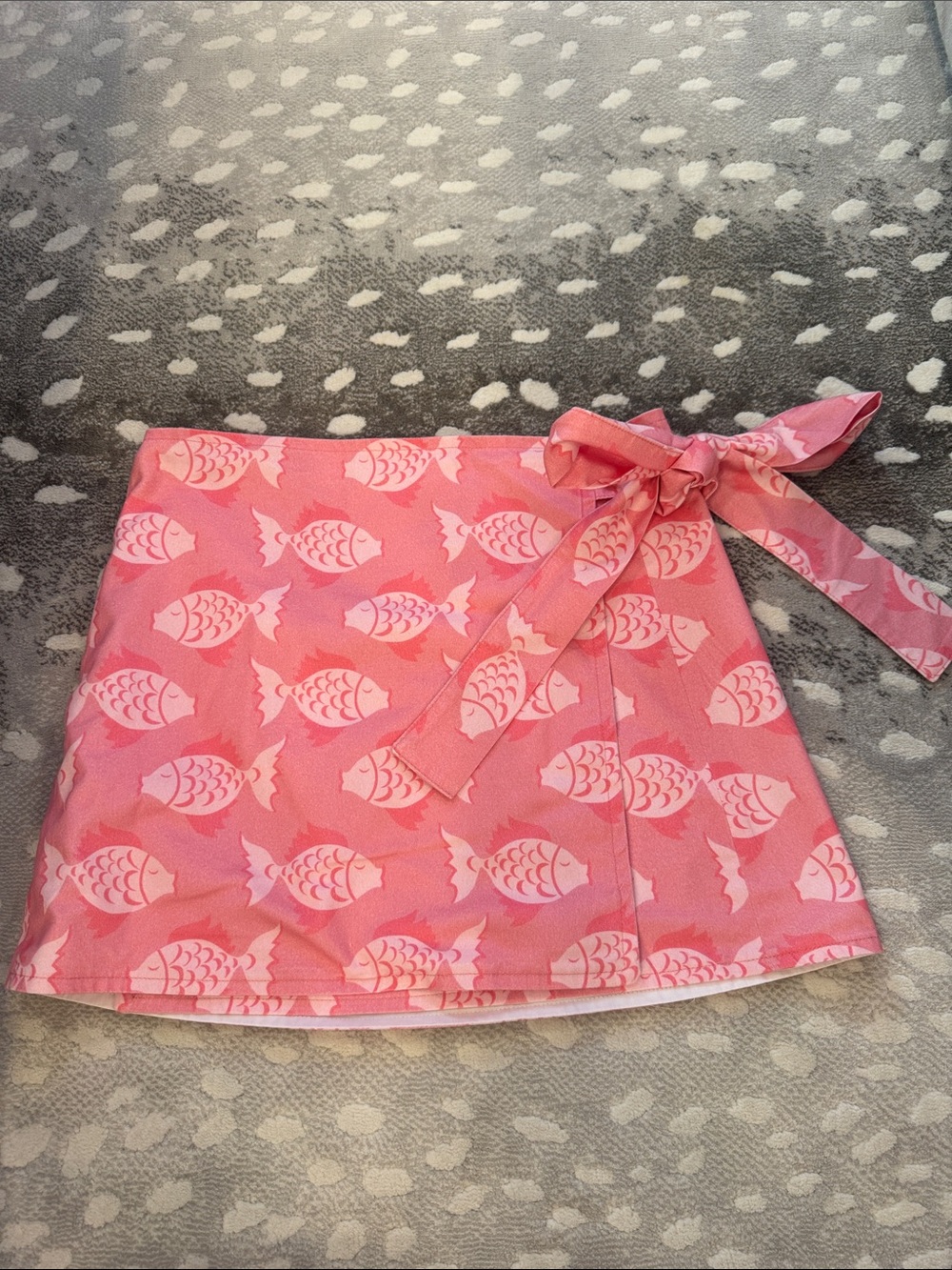Pink Fish-Print Tie-Waist Mini Skirt